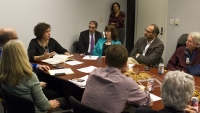 Research staff having a meeting in a conference room.